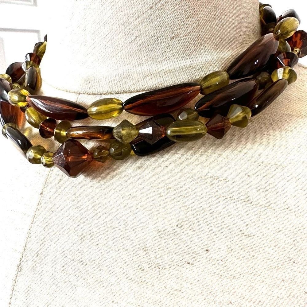 Green and brown multi strand necklace - Picture 3 of 8